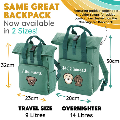 Overnighter Rucksack 14 Litres Mustard Gold Any Breed Backpack With Custom Personalised Dog Name