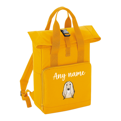 Overnighter Rucksack 14 Litres Mustard Gold Any Breed Backpack With Custom Personalised Dog Name