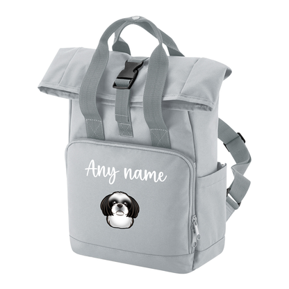 Overnighter Rucksack 14 Litres Grey Any Breed Backpack With Custom Personalised Dog Name