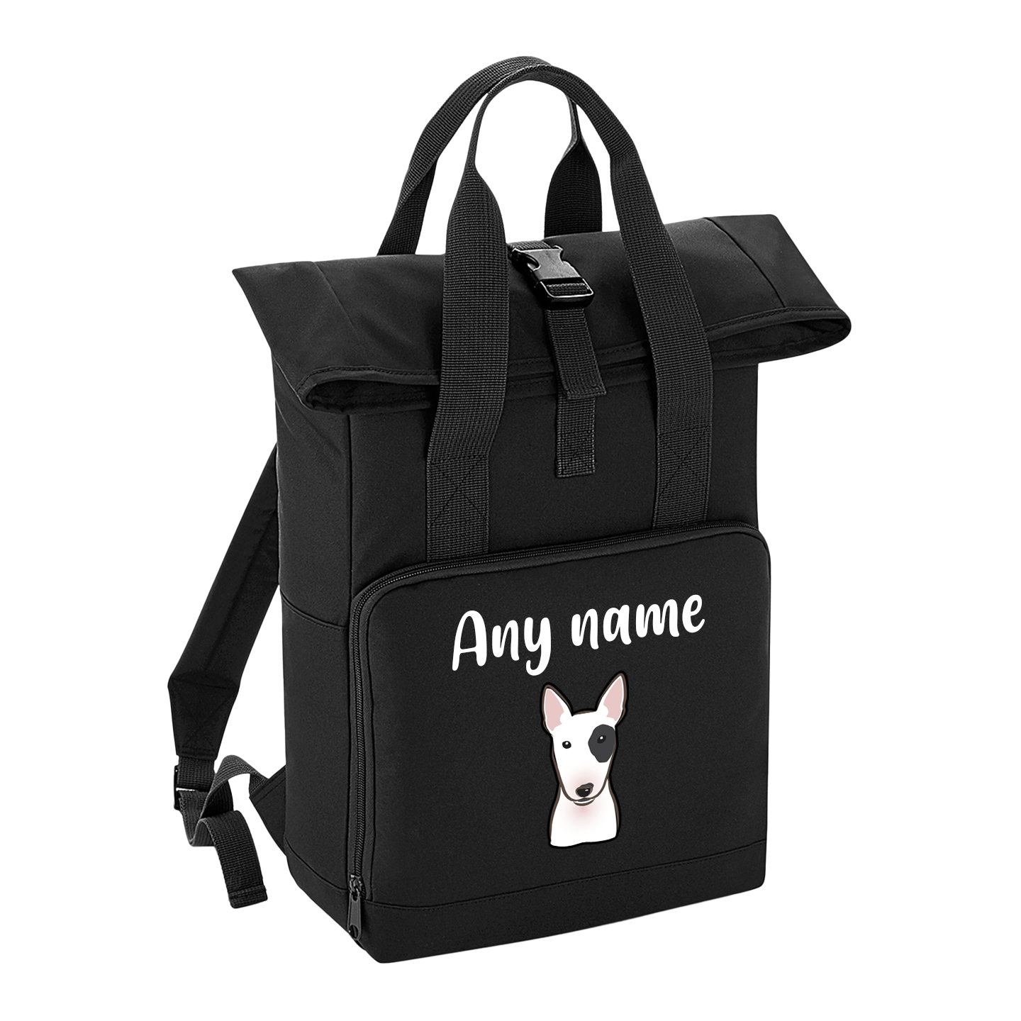 Overnighter Rucksack 14 Litres Black Any Breed Backpack With Custom Personalised Dog Name