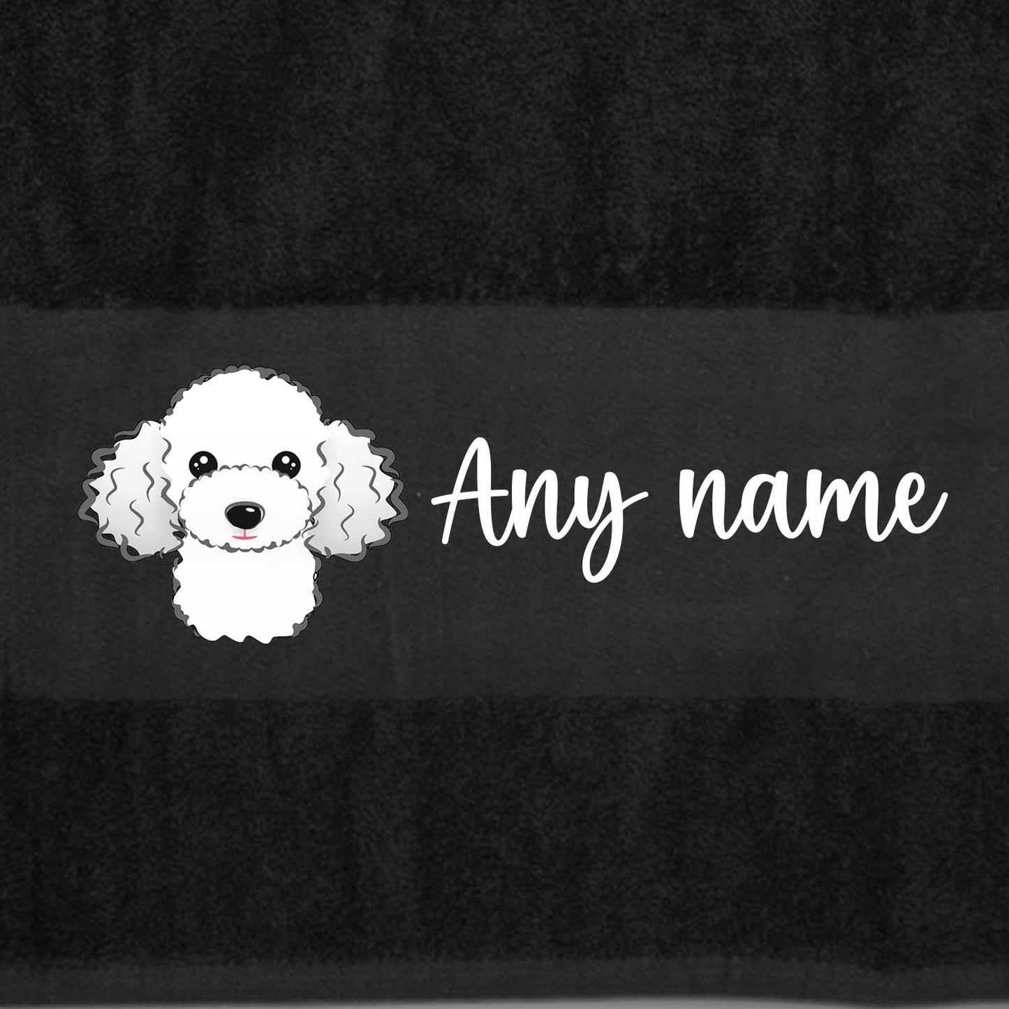 BLACK Any Pet Name And A Choice Of Dog Breed - Travel Towel