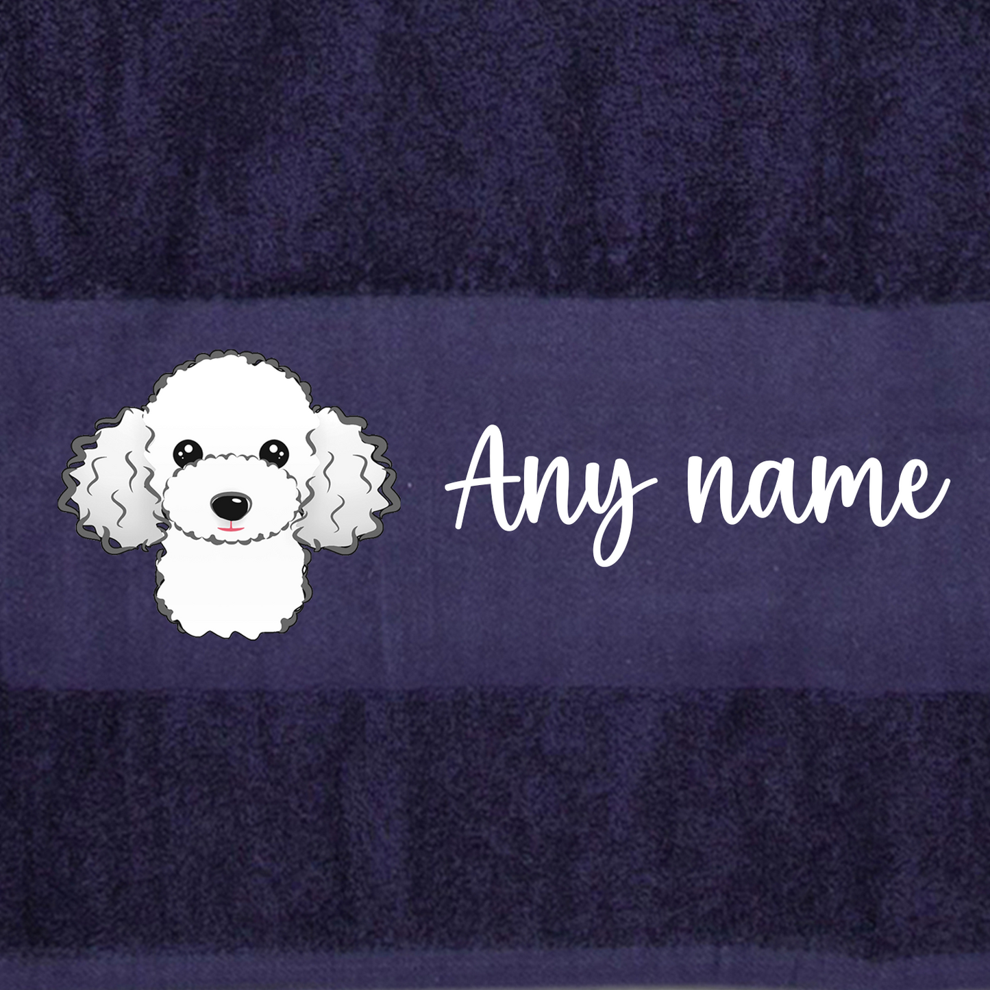 MIDNIGHT BLUE Any Pet Name And A Choice Of Dog Breed - Travel Towel