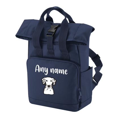 Travel Rucksack 9 Litres Navy Blue Any Breed Backpack With Custom Personalised Dog Name