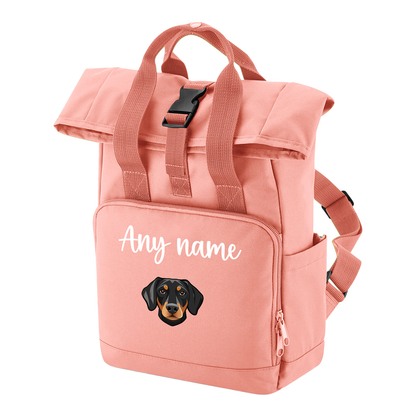 Travel Rucksack 9 Litres Peach Coral Any Breed Backpack With Custom Personalised Dog Name