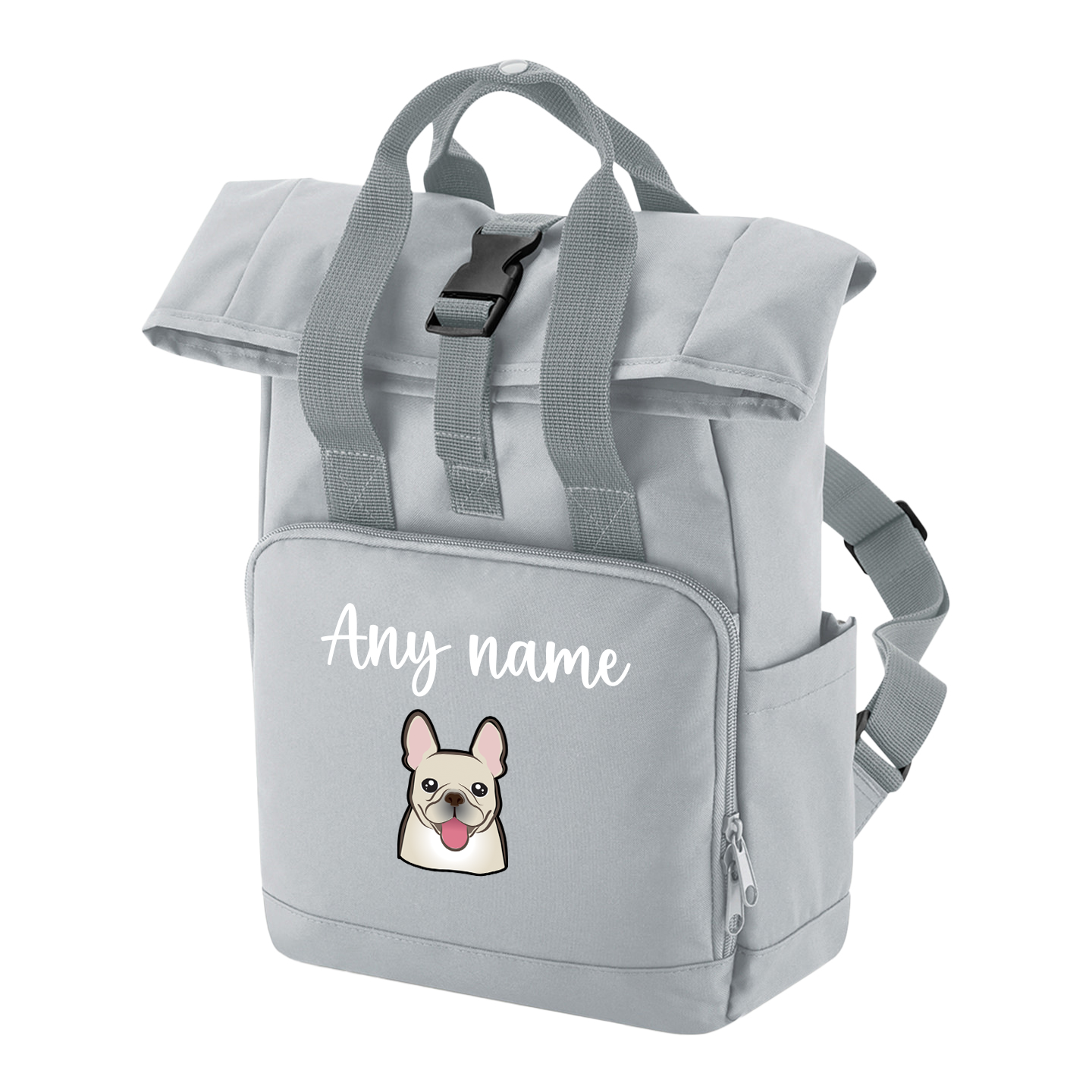 Overnighter Rucksack 14 Litres Grey Any Breed Backpack With Custom Personalised Dog Name