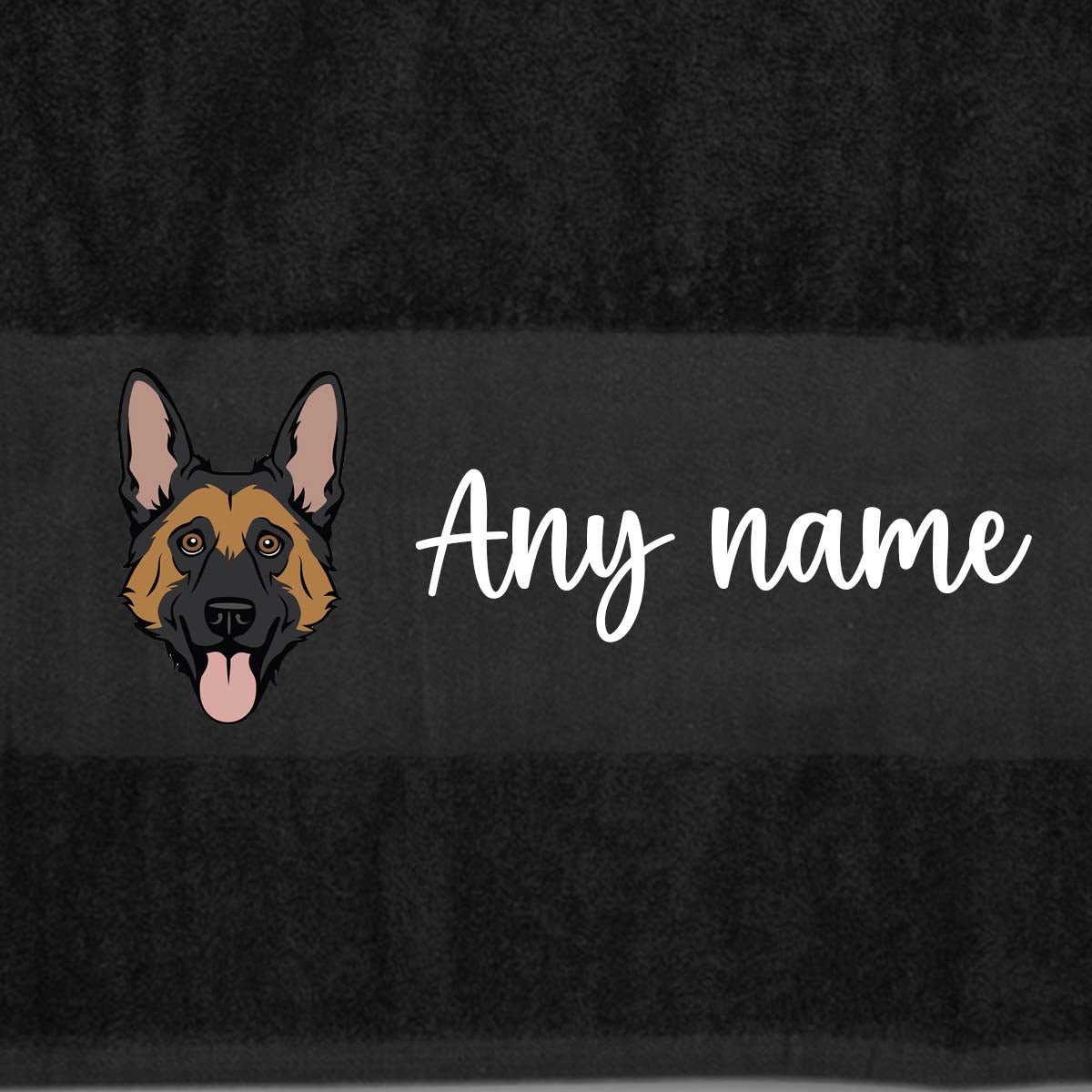 BLACK Any Pet Name And A Choice Of Dog Breed - Travel Towel