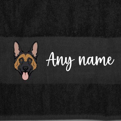 BLACK Any Pet Name And A Choice Of Dog Breed - Travel Towel