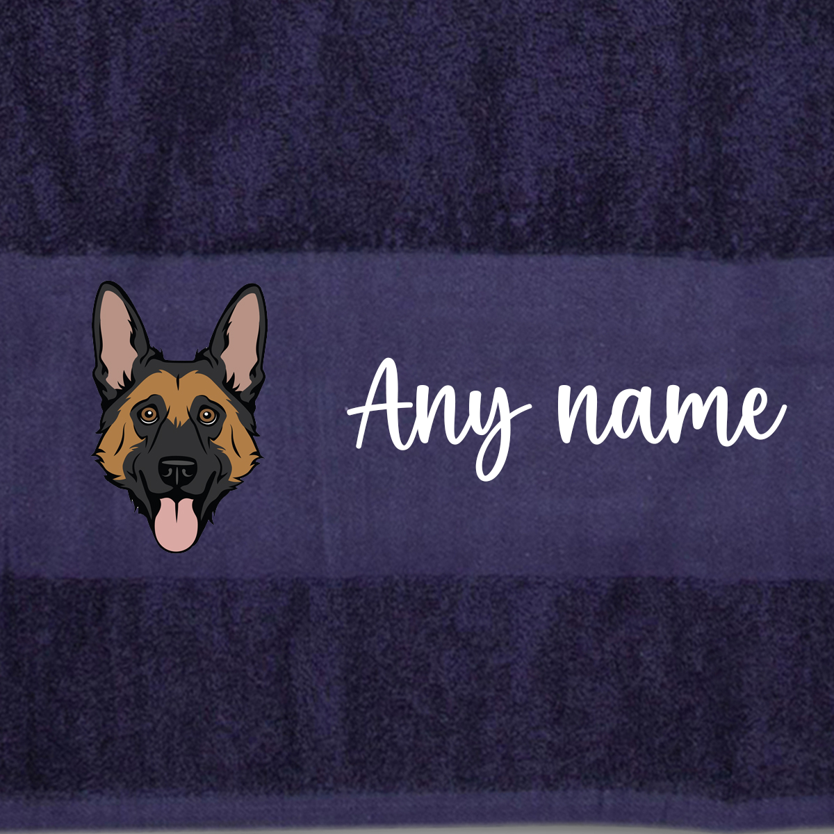 MIDNIGHT BLUE Any Pet Name And A Choice Of Dog Breed - Travel Towel