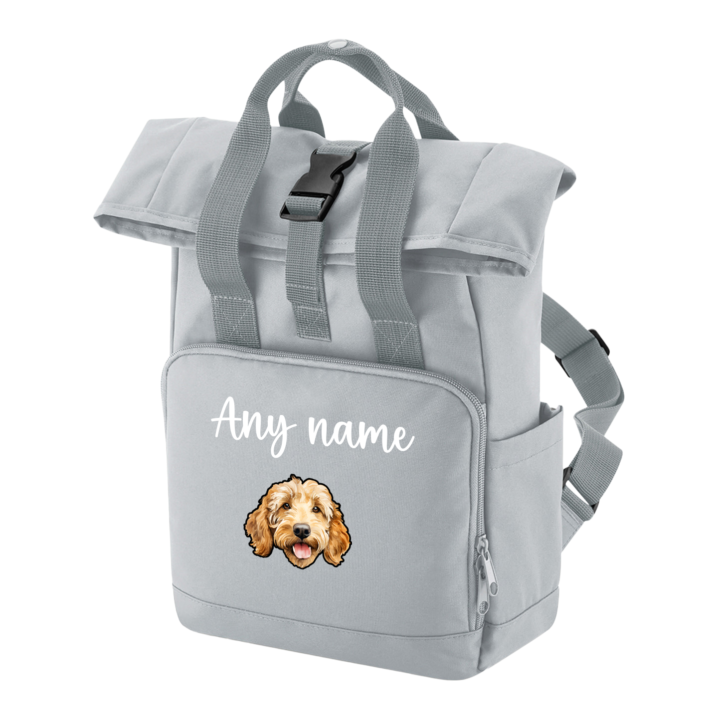 Travel Rucksack 9 Litres Grey Any Breed Backpack With Custom Personalised Dog Name