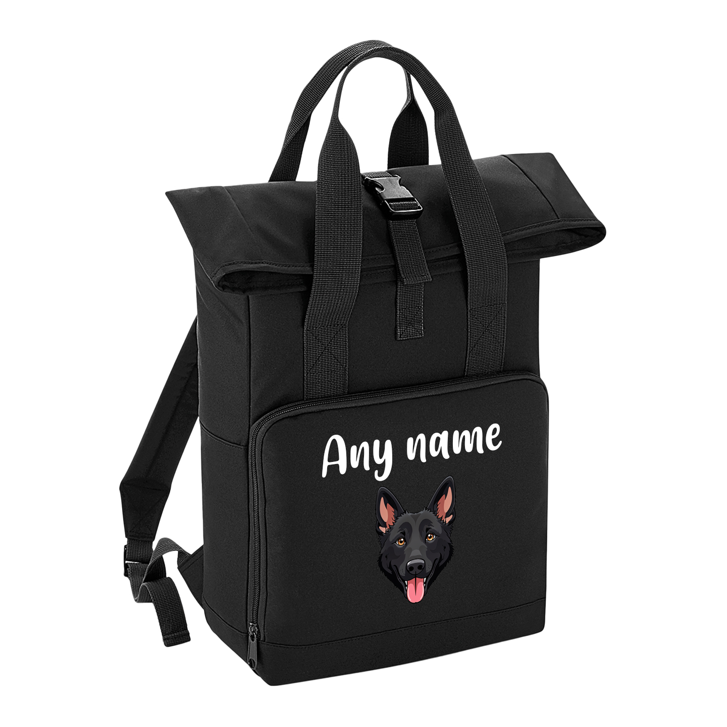 Overnighter Rucksack 14 Litres Black Any Breed Backpack With Custom Personalised Dog Name