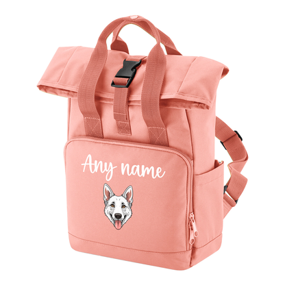 Overnighter Rucksack 14 Litres Peach Coral Any Breed Backpack With Custom Personalised Dog Name