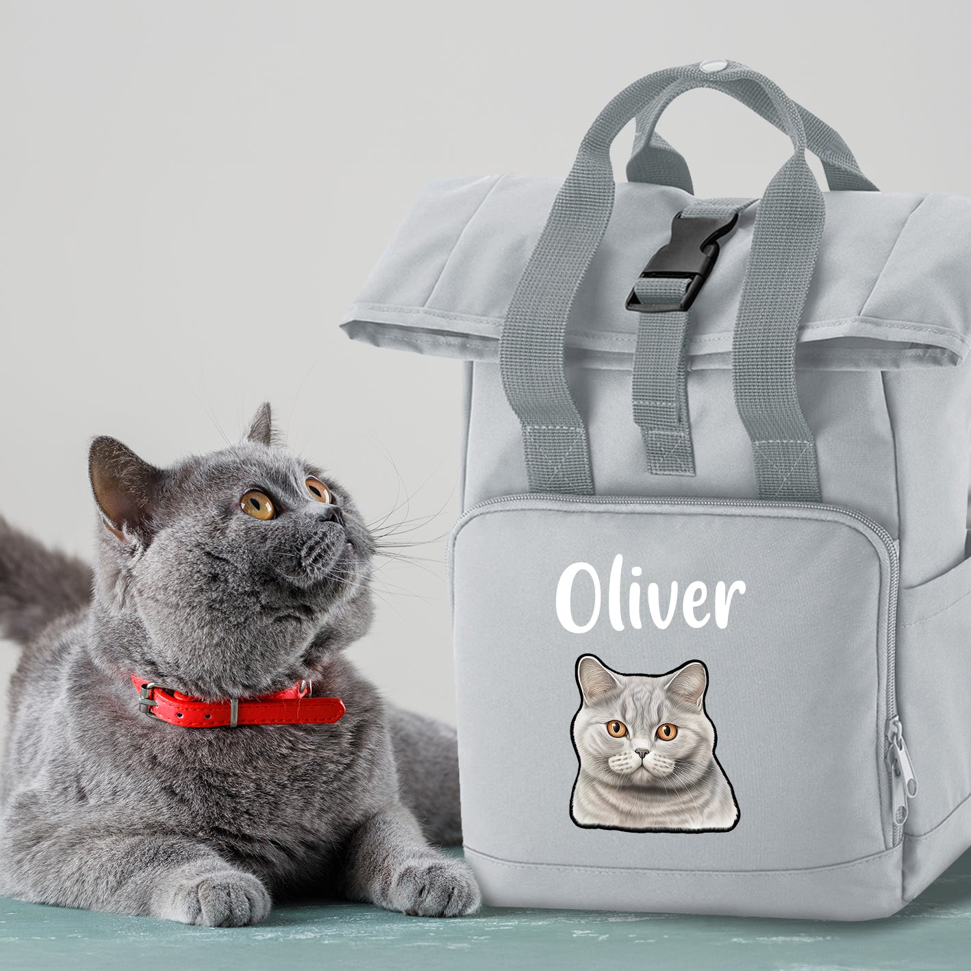 Pink Cat Breed with Personalised Name Backpack