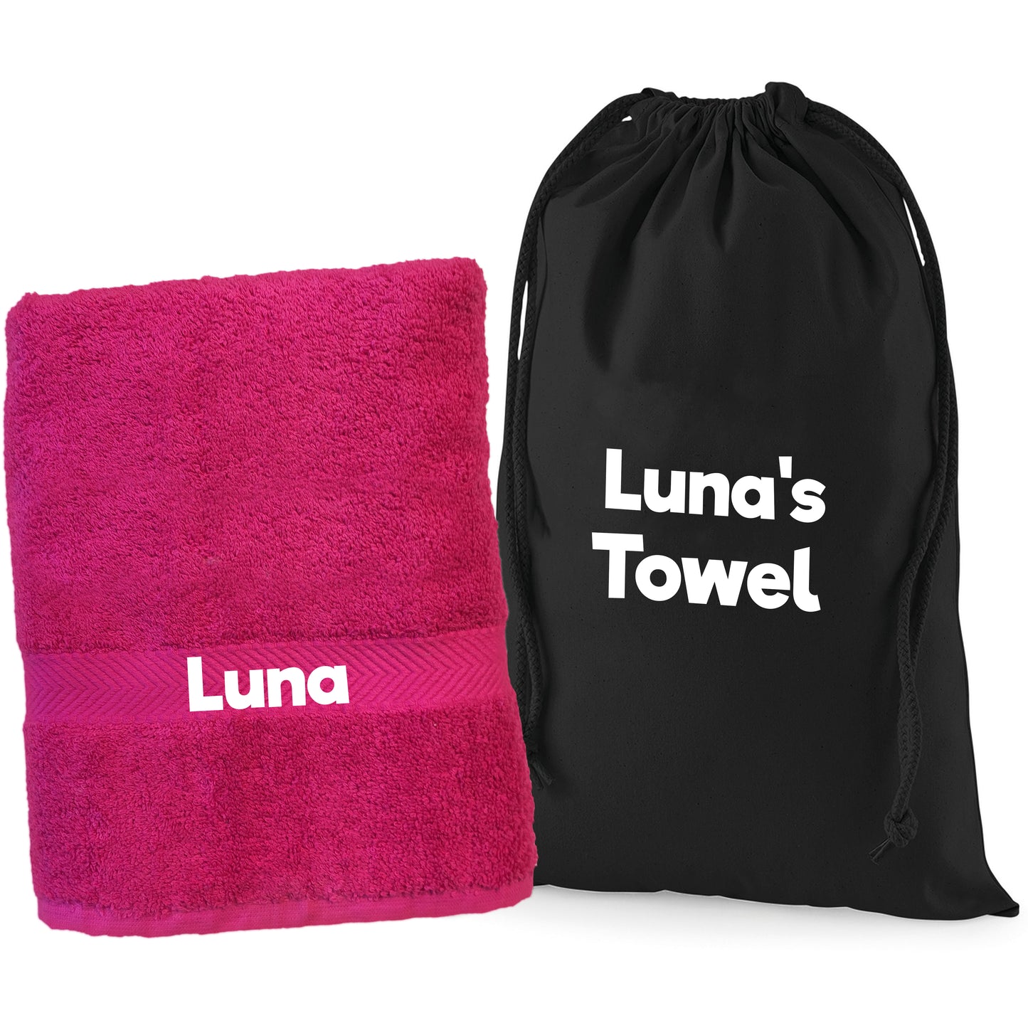 Hot Pink Cerise Pet Towel Personalised With Name or Wording
