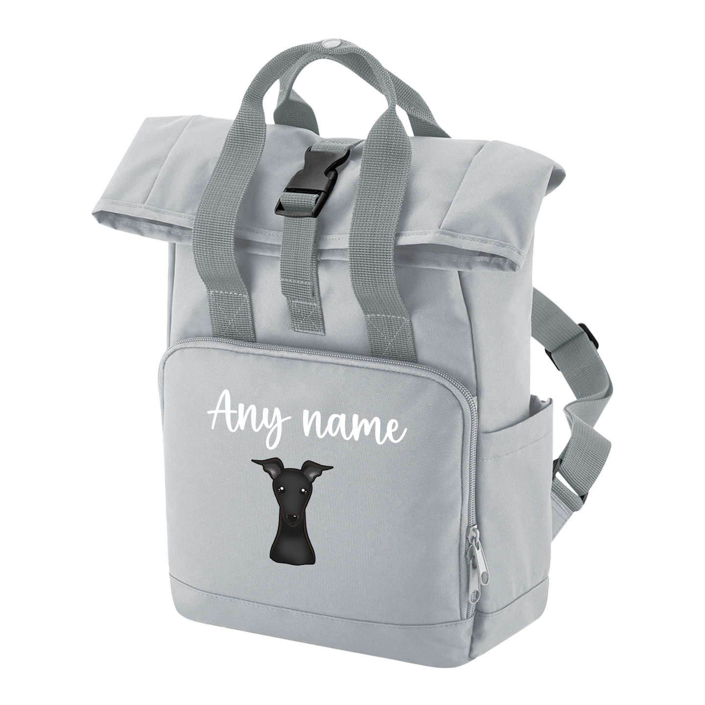 Travel Rucksack 9 Litres Grey Any Breed Backpack With Custom Personalised Dog Name