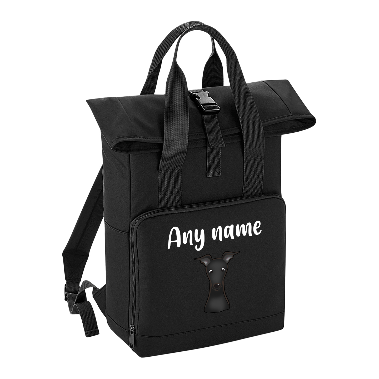 Overnighter Rucksack 14 Litres Black Any Breed Backpack With Custom Personalised Dog Name