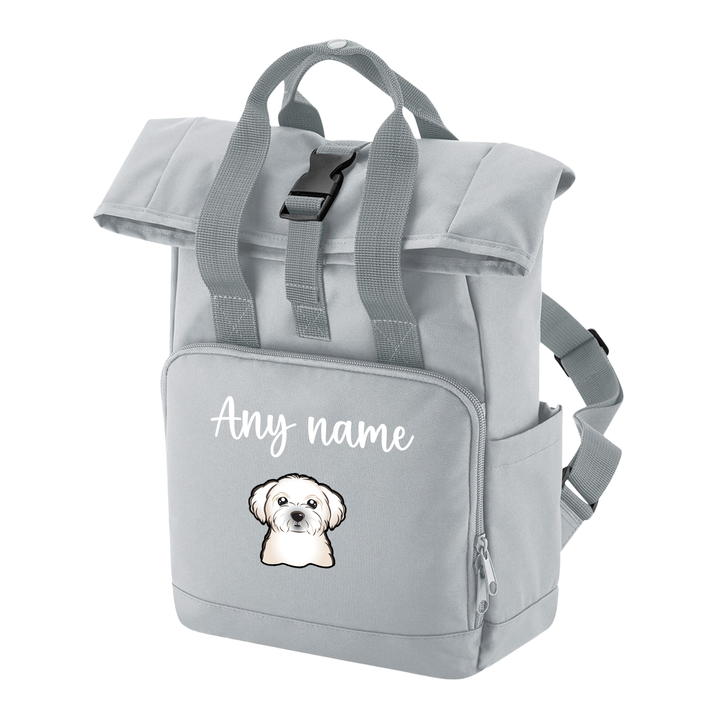 Travel Rucksack 9 Litres Grey Any Breed Backpack With Custom Personalised Dog Name