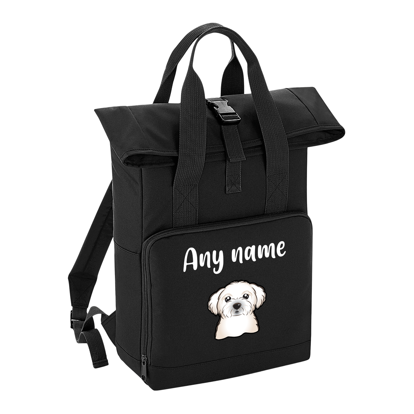 Overnighter Rucksack 14 Litres Black Any Breed Backpack With Custom Personalised Dog Name