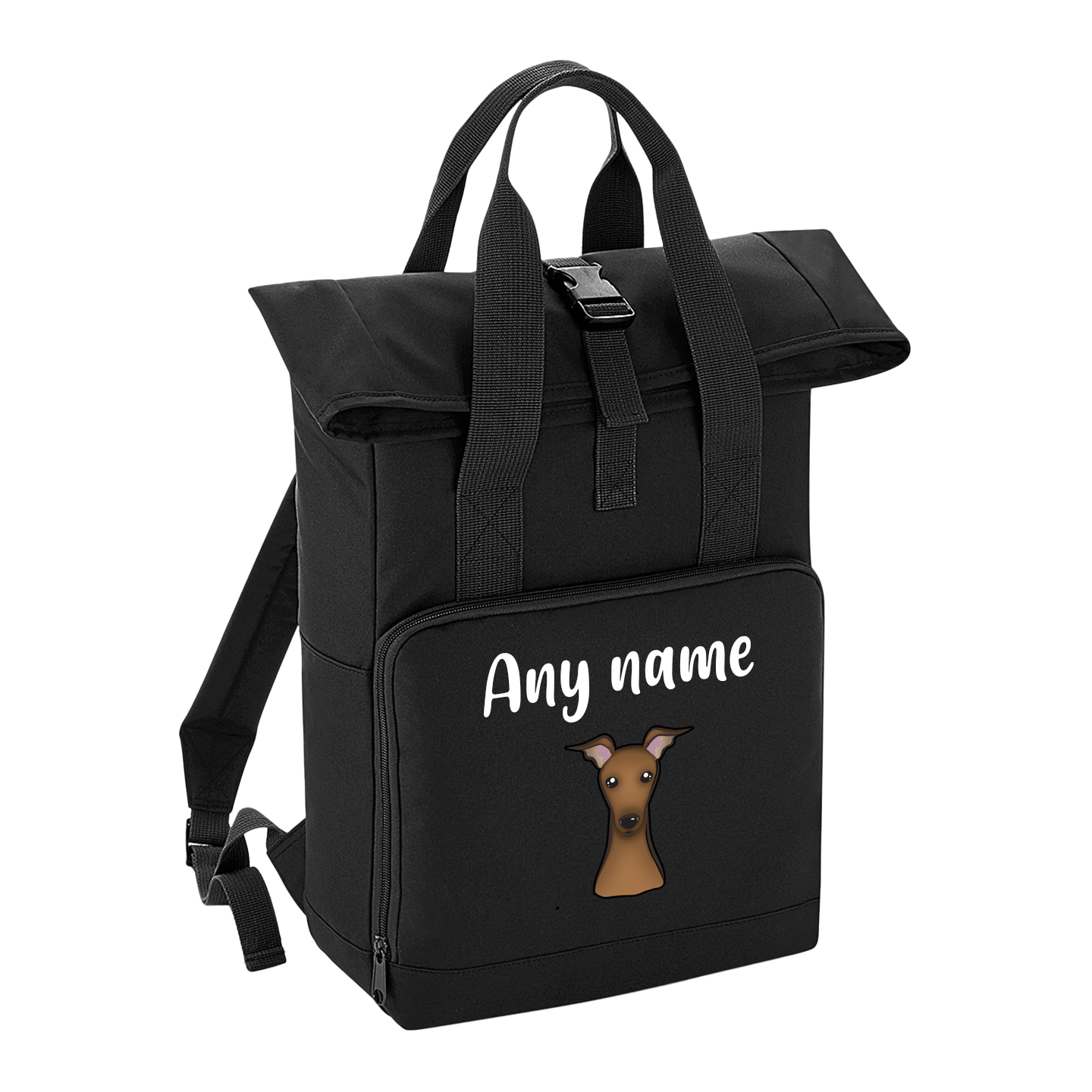 Overnighter Rucksack 14 Litres Black Any Breed Backpack With Custom Personalised Dog Name