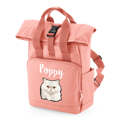 Pink Cat Breed with Personalised Name Backpack