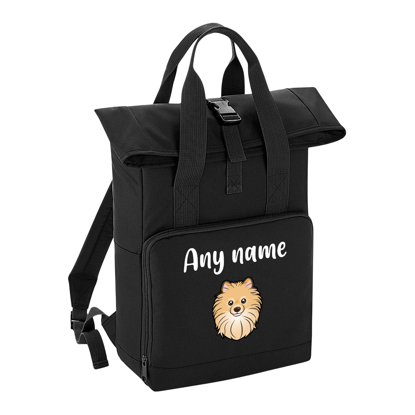 Overnighter Rucksack 14 Litres Black Any Breed Backpack With Custom Personalised Dog Name