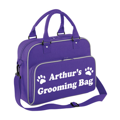 Purple Custom Grooming Bag Paw Motif Any Name