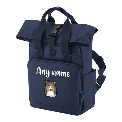 Overnighter Rucksack 14 Litres Navy Blue Any Breed Backpack With Custom Personalised Dog Name