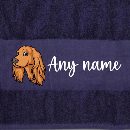 MIDNIGHT BLUE Any Pet Name And A Choice Of Dog Breed - Travel Towel