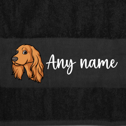 BLACK Any Pet Name And A Choice Of Dog Breed - Travel Towel