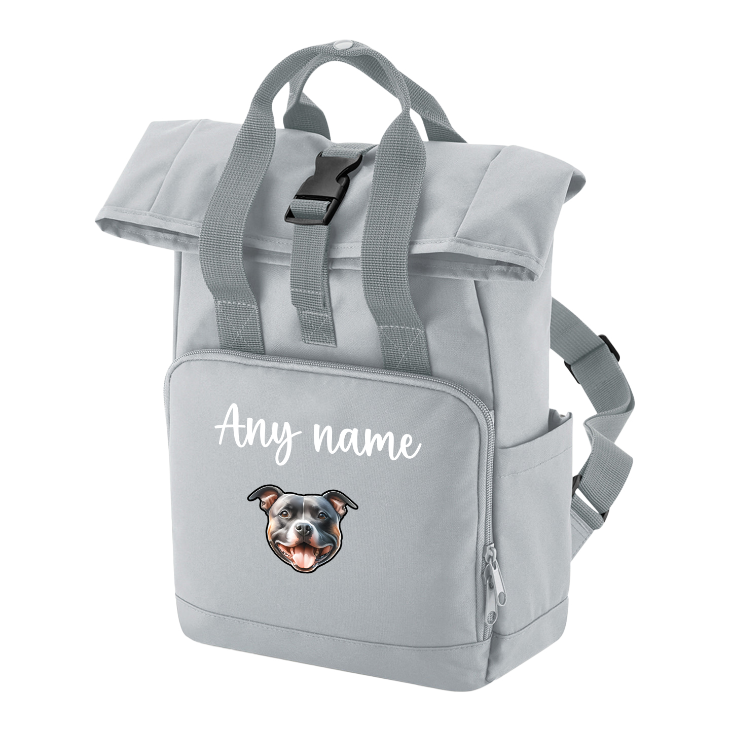 Travel Rucksack 9 Litres Grey Any Breed Backpack With Custom Personalised Dog Name