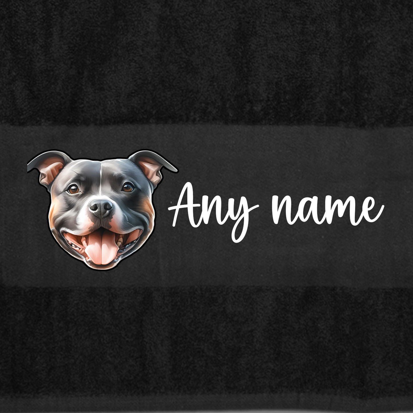 BLACK Any Pet Name And A Choice Of Dog Breed - Travel Towel