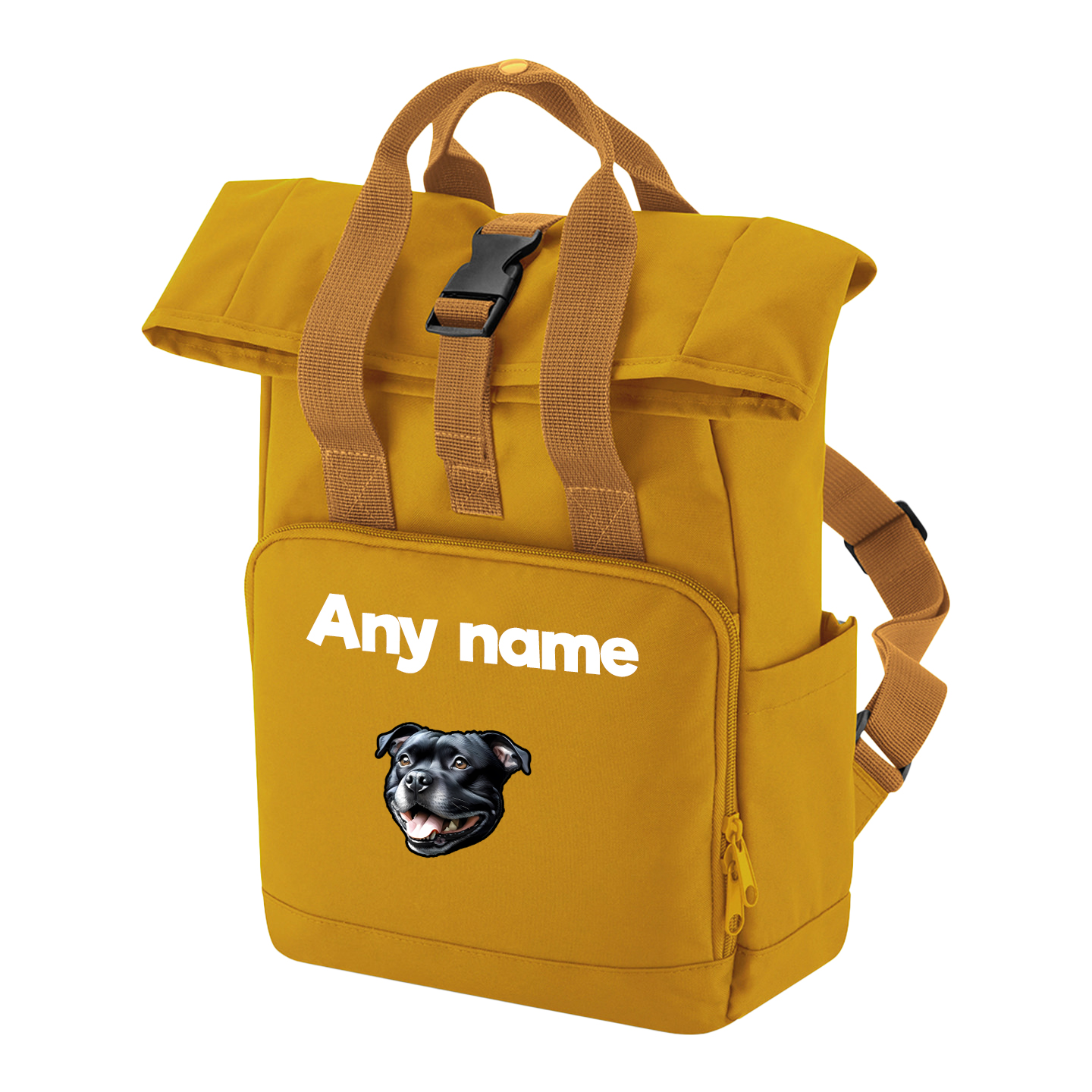 Travel Rucksack 9 Litres Mustard Gold Any Breed Backpack With Custom Personalised Dog Name