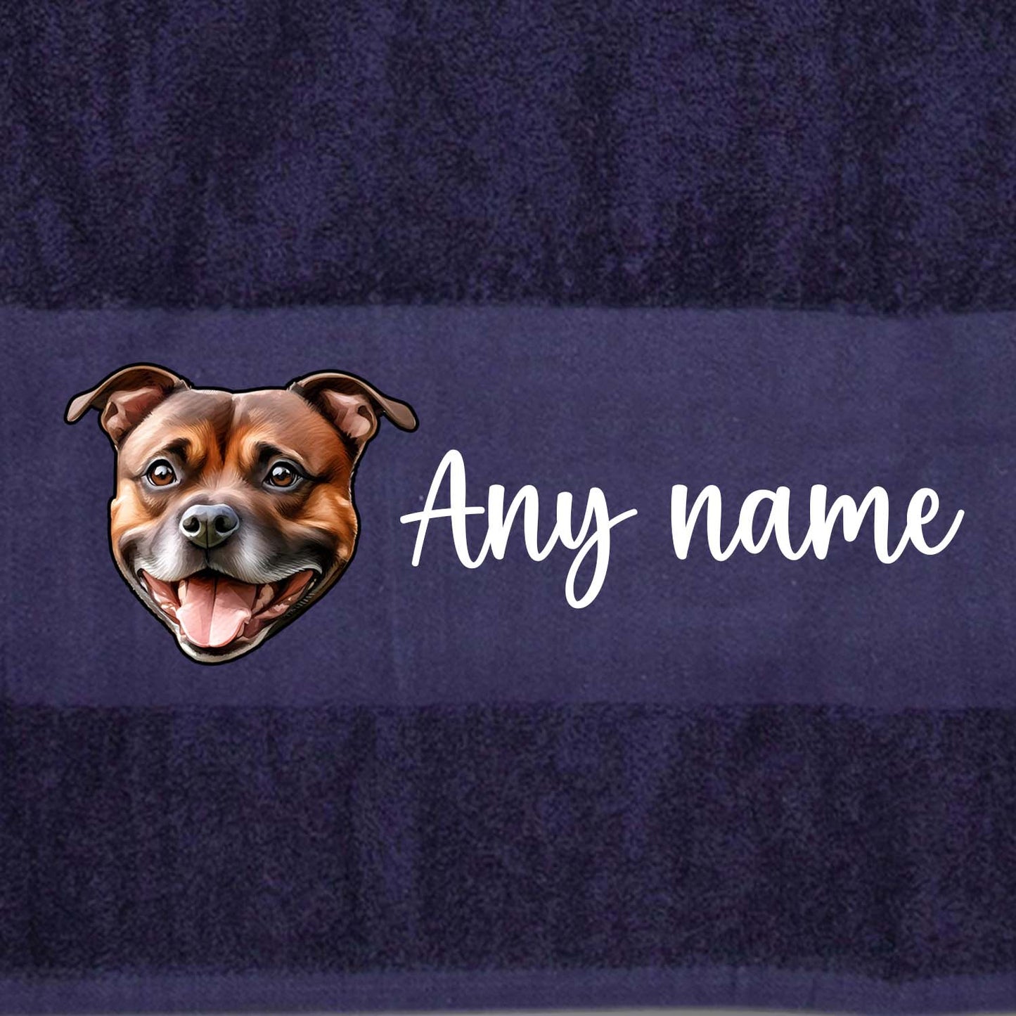 MIDNIGHT BLUE Any Pet Name And A Choice Of Dog Breed - Travel Towel