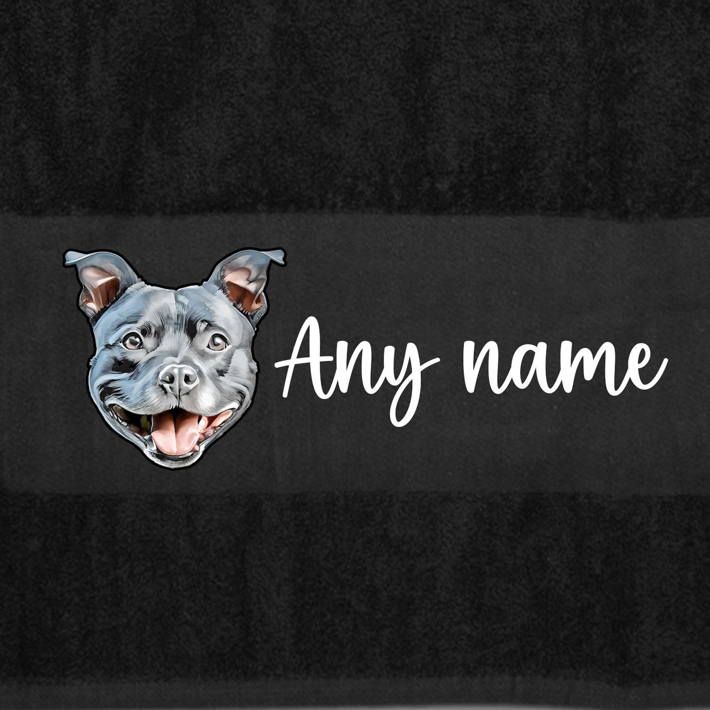 BLACK Any Pet Name And A Choice Of Dog Breed - Travel Towel