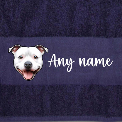 MIDNIGHT BLUE Any Pet Name And A Choice Of Dog Breed - Travel Towel