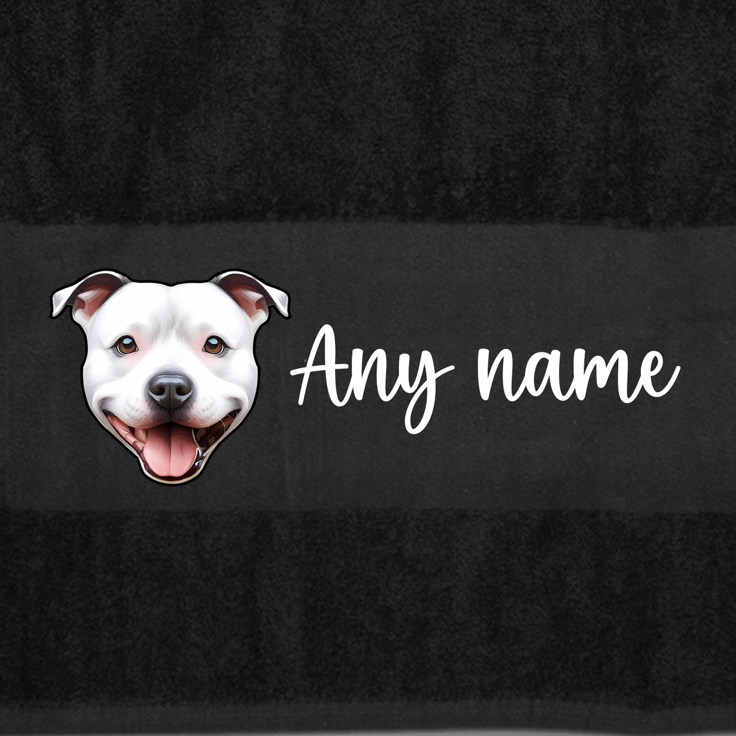 BLACK Any Pet Name And A Choice Of Dog Breed - Travel Towel