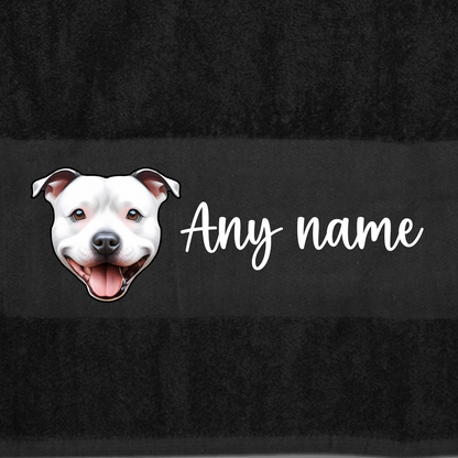 BLACK Any Pet Name And A Choice Of Dog Breed - Travel Towel