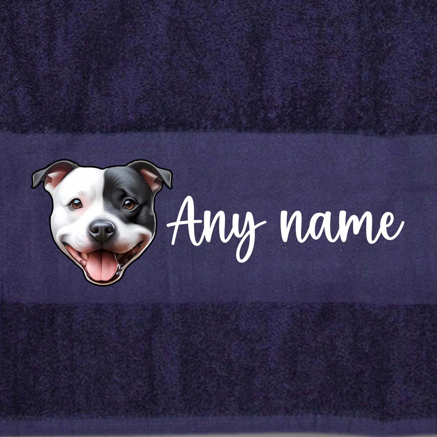 MIDNIGHT BLUE Any Pet Name And A Choice Of Dog Breed - Travel Towel