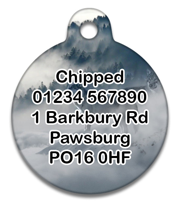 Grey Snow Wolf - Pet ID Tag