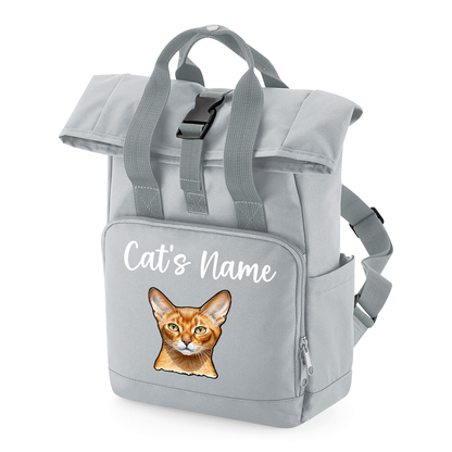 Grey Cat Breed with Personalised Name Backpack