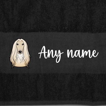 BLACK Any Pet Name And A Choice Of Dog Breed - Travel Towel