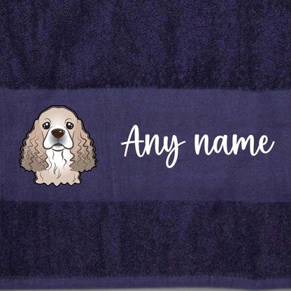 MIDNIGHT BLUE Any Pet Name And A Choice Of Dog Breed - Travel Towel