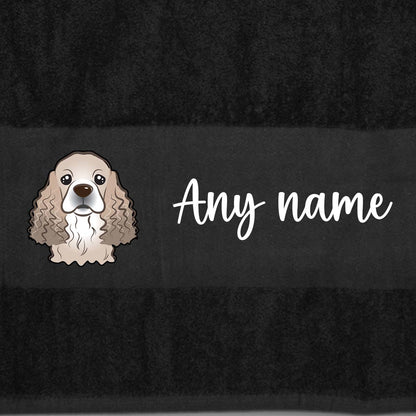 BLACK Any Pet Name And A Choice Of Dog Breed - Travel Towel