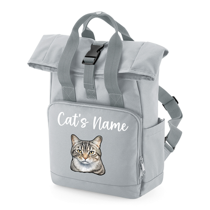 Grey Cat Breed with Personalised Name Backpack