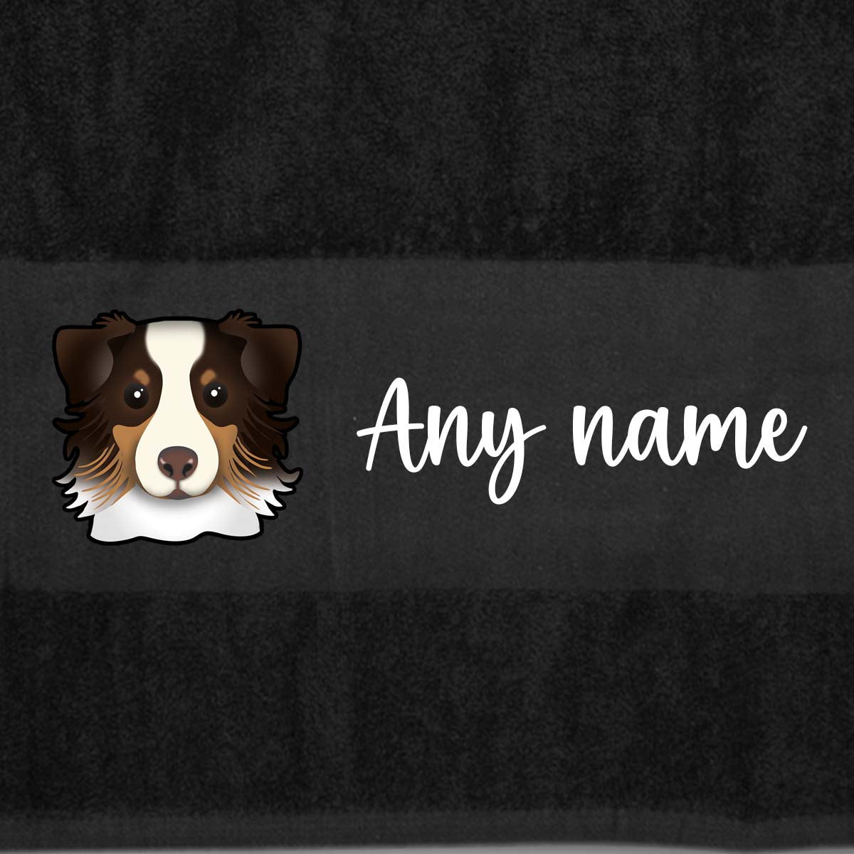 BLACK Any Pet Name And A Choice Of Dog Breed - Travel Towel