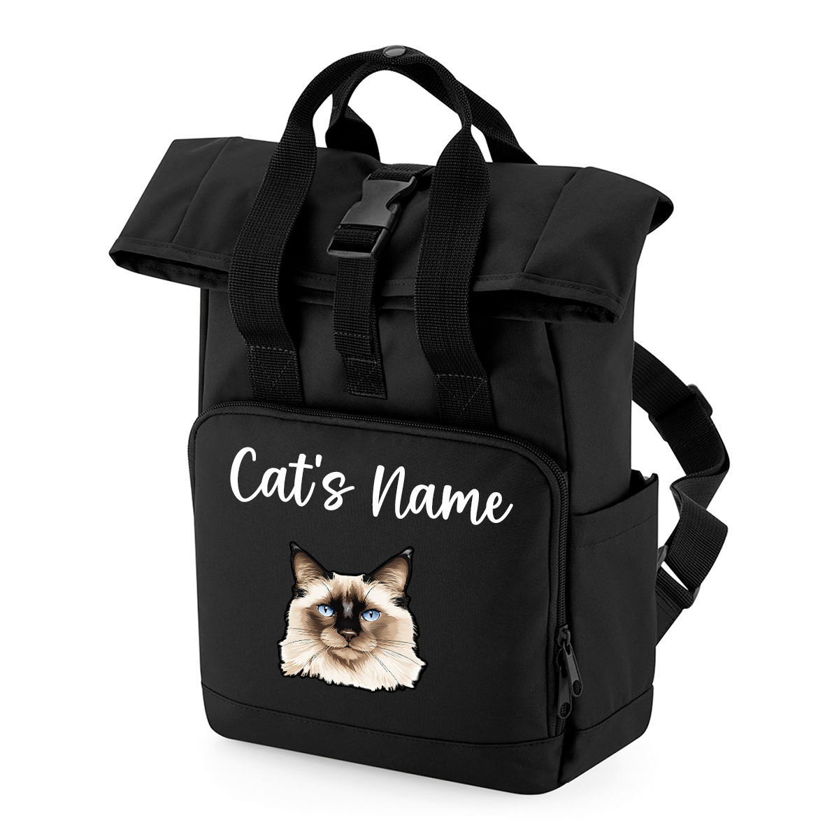 Black Cat Breed with Personalised Name Backpack