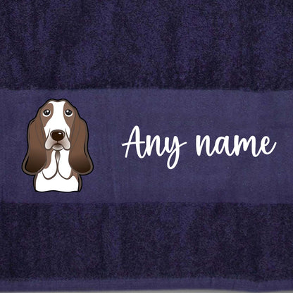 MIDNIGHT BLUE Any Pet Name And A Choice Of Dog Breed - Travel Towel