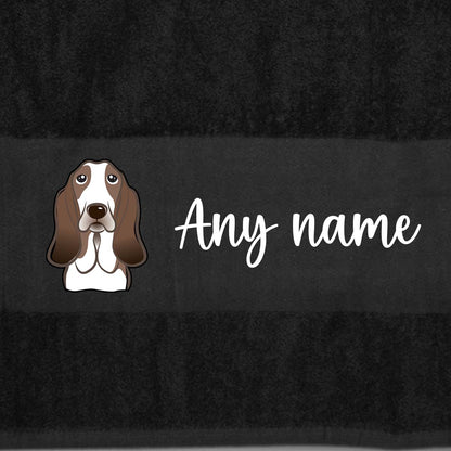 BLACK Any Pet Name And A Choice Of Dog Breed - Travel Towel