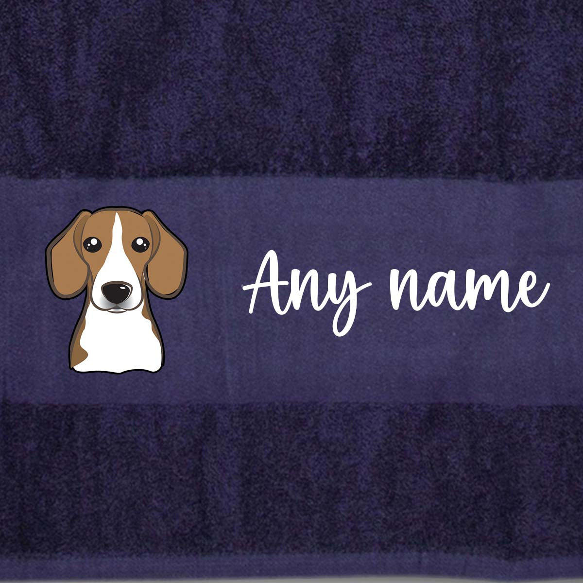 MIDNIGHT BLUE Any Pet Name And A Choice Of Dog Breed - Travel Towel