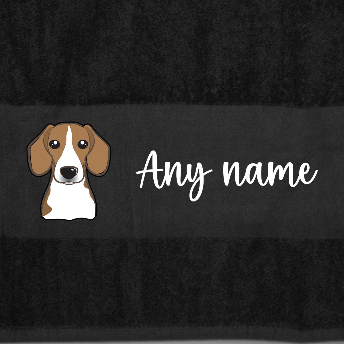 BLACK Any Pet Name And A Choice Of Dog Breed - Travel Towel