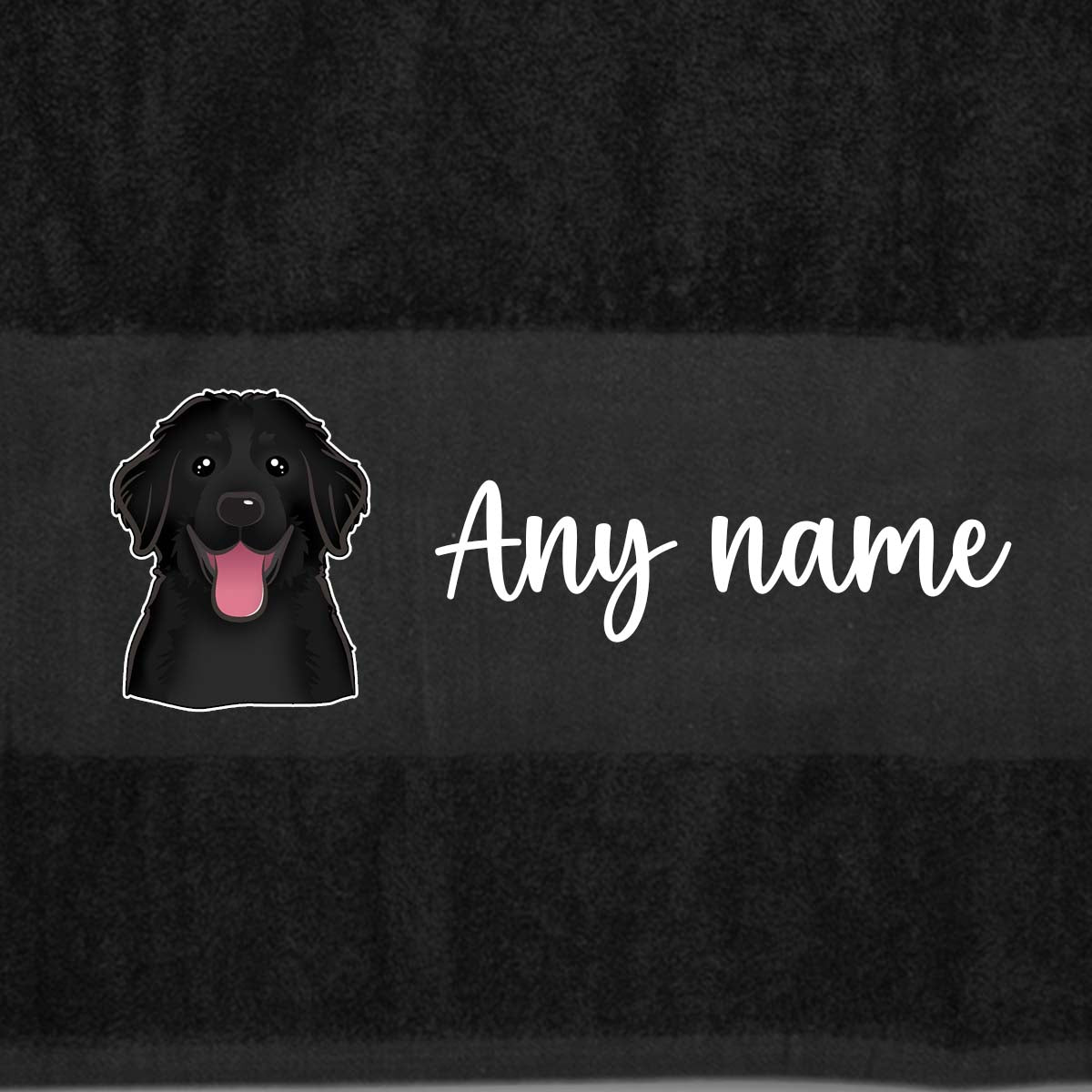 BLACK Any Pet Name And A Choice Of Dog Breed - Travel Towel